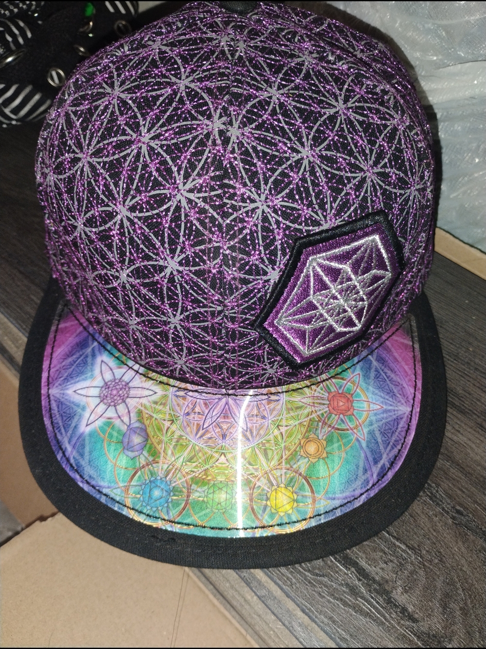 Laser Guilded Visions Purple Geometric Snapback Hat with Image-Shifting Brim